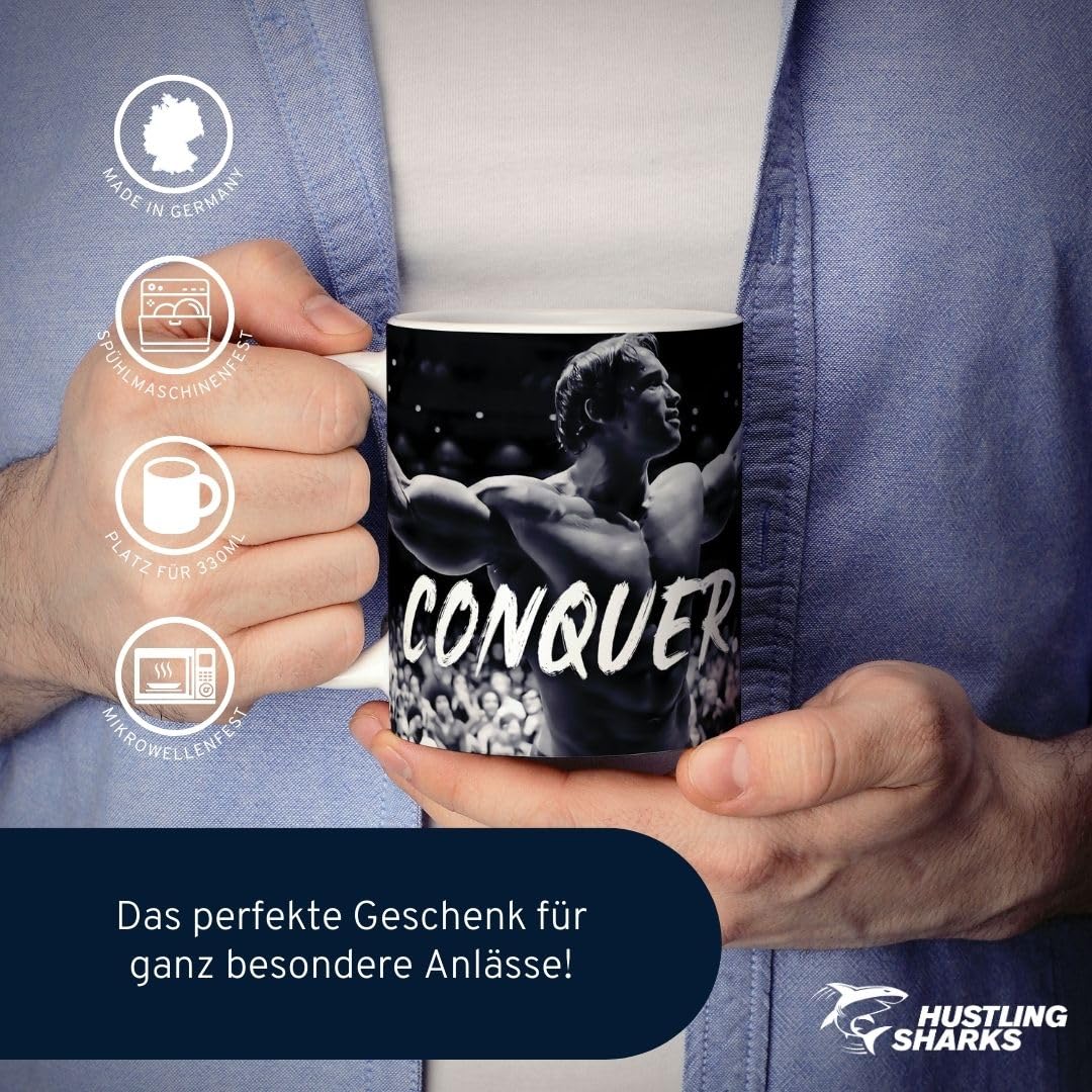 Hustling Sharks Conquer Tasse Spruch 330 ml Weiß Keramik