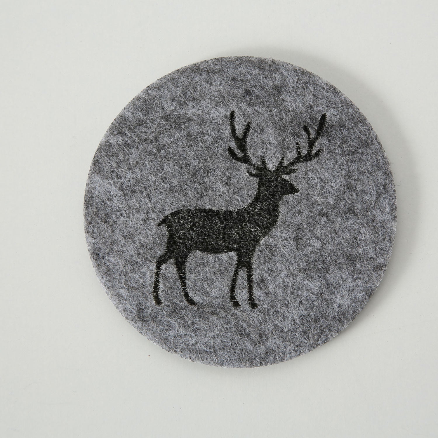 LS-LebenStil Küche Glasuntersetzer Filz Hirsch Grau 6x 10cm Rund