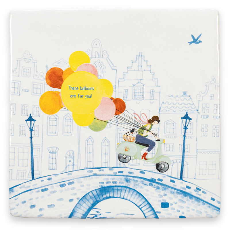 StoryTiles Delft Blue Balloon Service Fliese S 10x10 cm Stadt