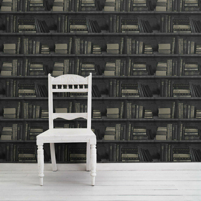 Mineheart Dark Bookshelf Tapete Bücherregal Dunkel