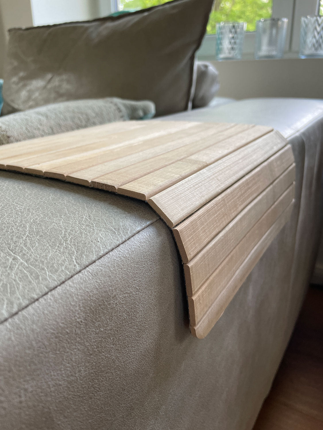 LS-LebenStil Sofa Tablett Bambus 44x24cm Armlehne Natur