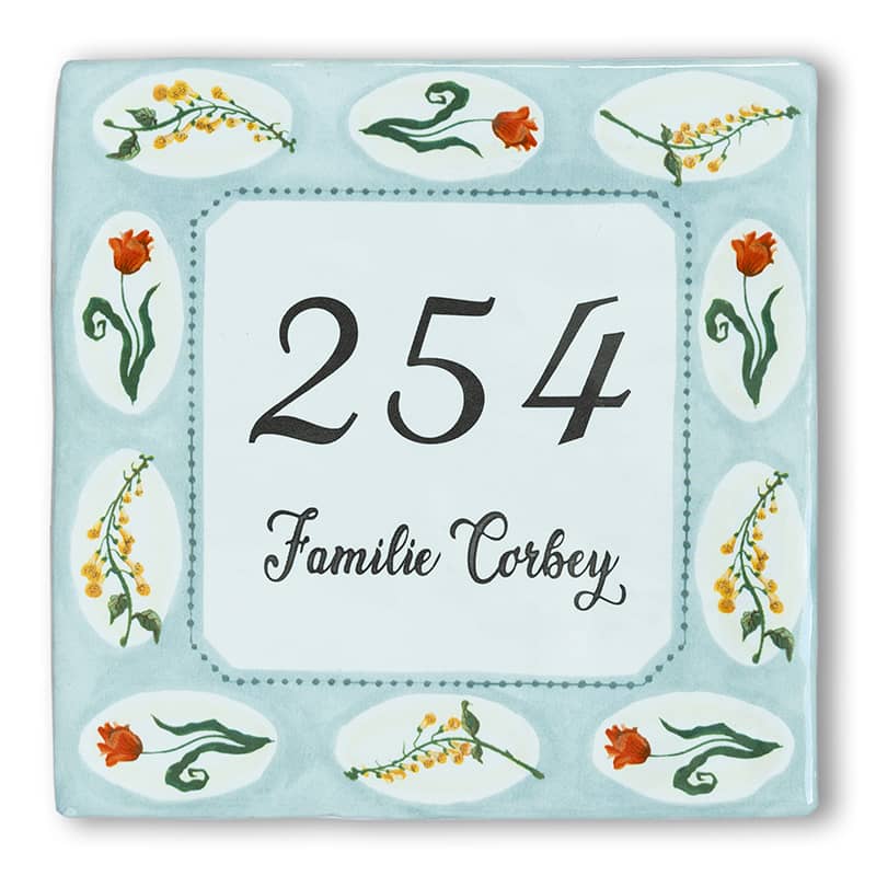Storytiles Delft Blue Garden Flowers Hausnummer 10x10 cm Blumen