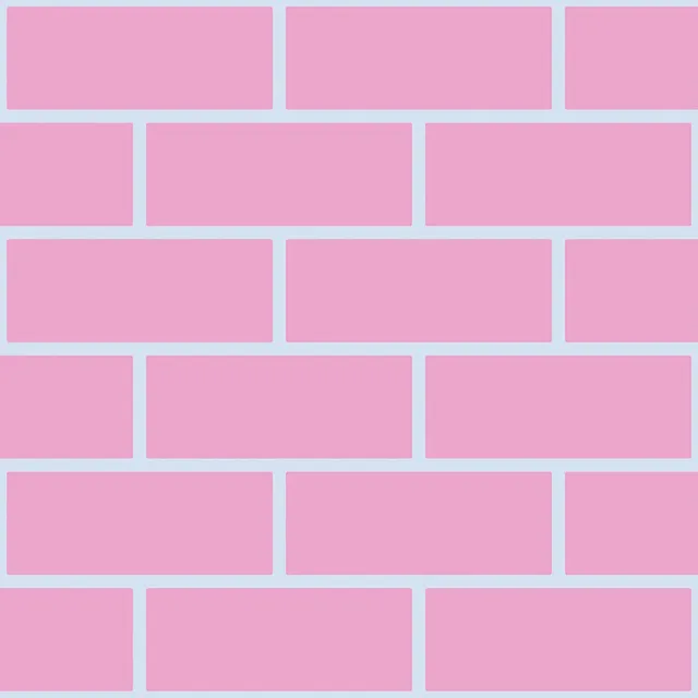 Mineheart Outline Bricks Tapete Rosa Hellblau Muster Pastell