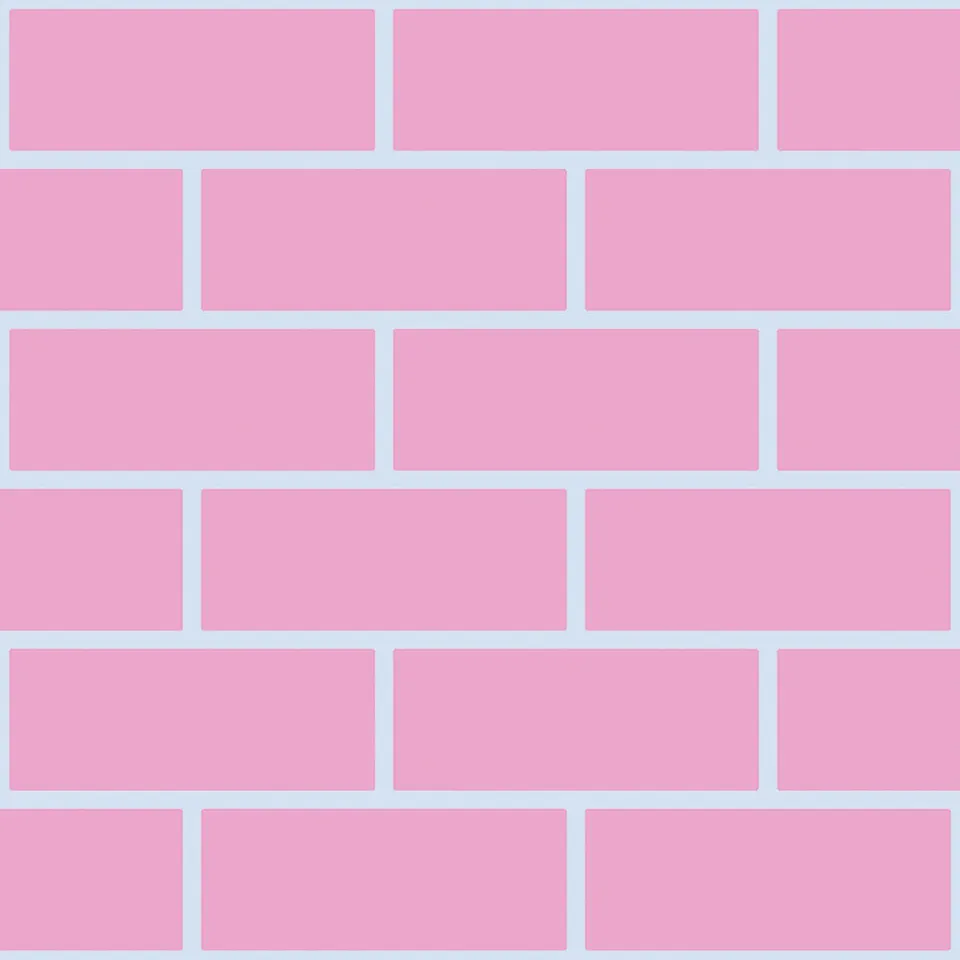Mineheart Outline Bricks Tapete Rosa Hellblau Muster Pastell