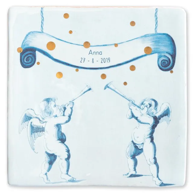 Storytiles Delft Blue La grande festa Wandfliese M Geburt Gold