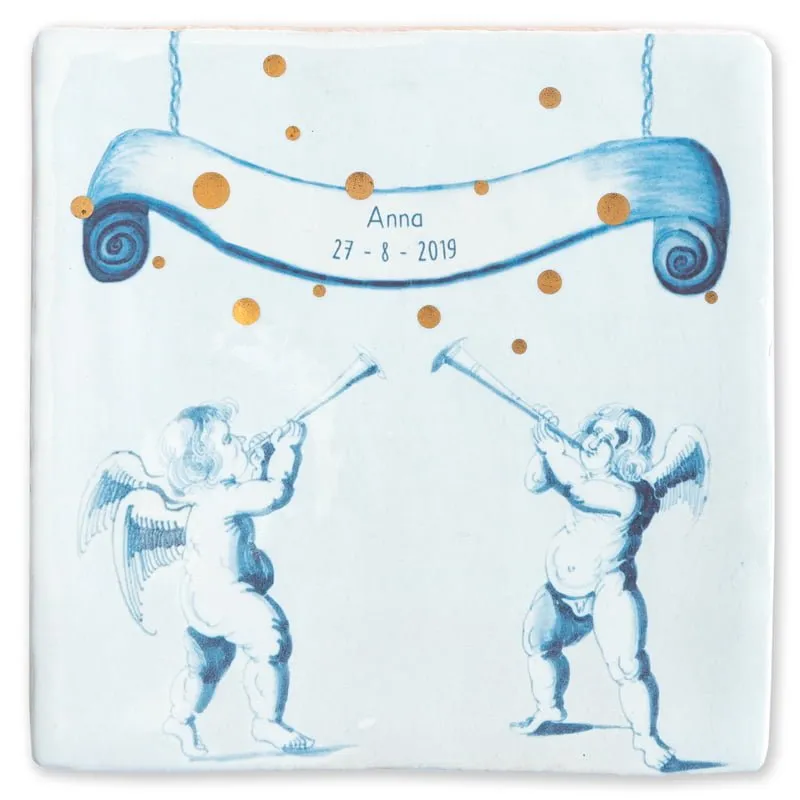 Storytiles Delft Blue La grande festa Wandfliese M Geburt Gold