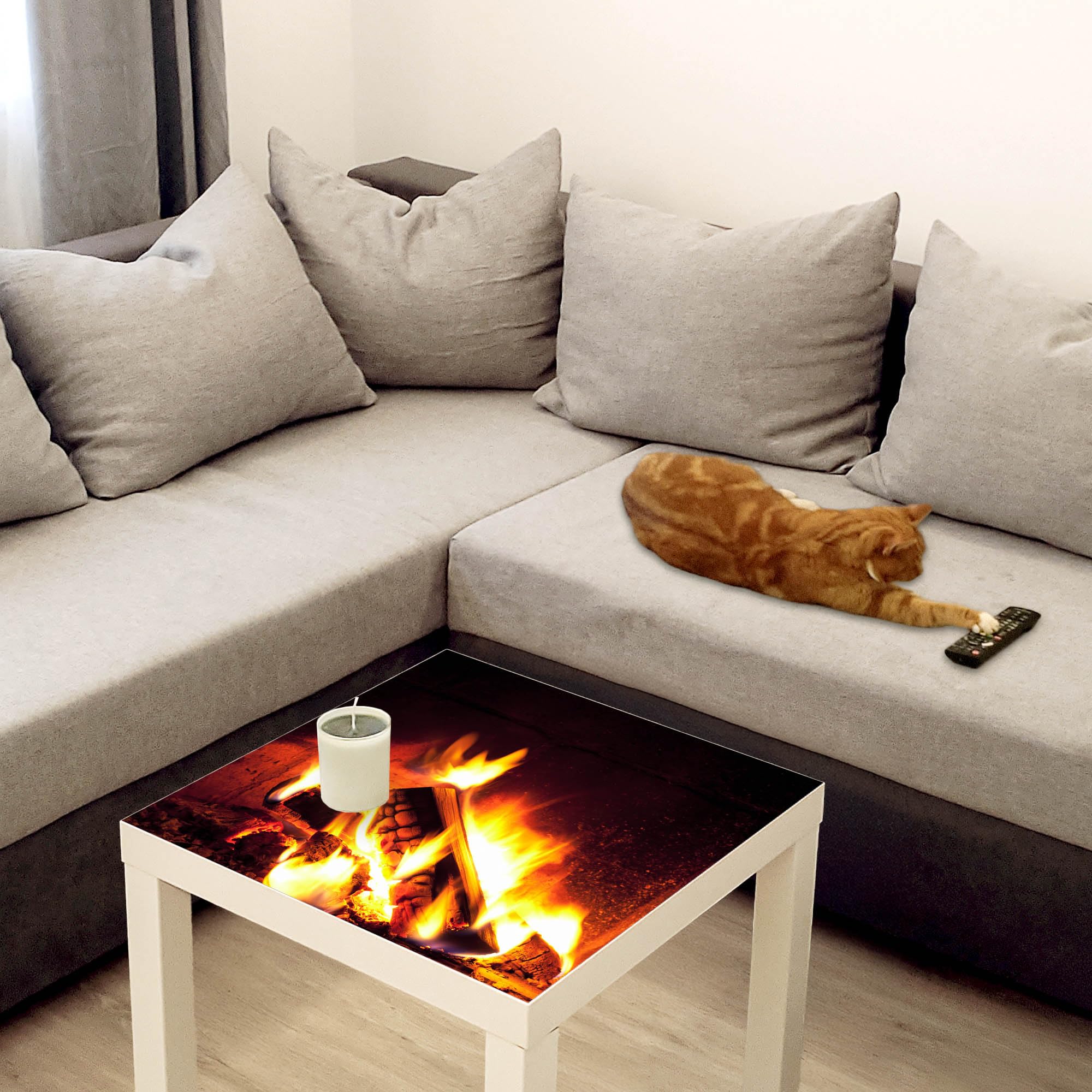 Banjado Möbelfolie Kaminfeuer Tischfolie 55x55 Feuer