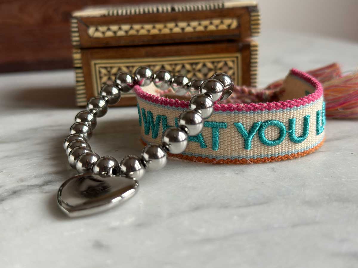 LS-LebenStil Paris Kugelarmband 17cm Herz silber elastisch