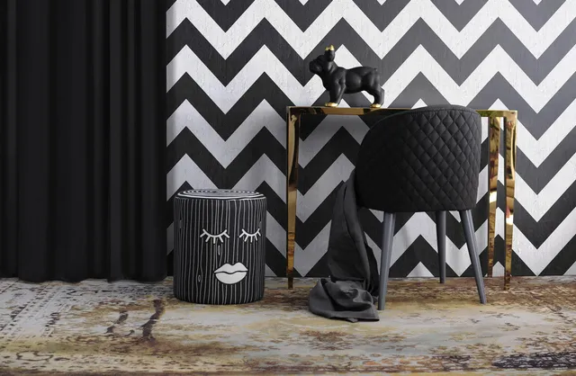 Mineheart Black Geometric Stripes Tapete schwarz Rolle