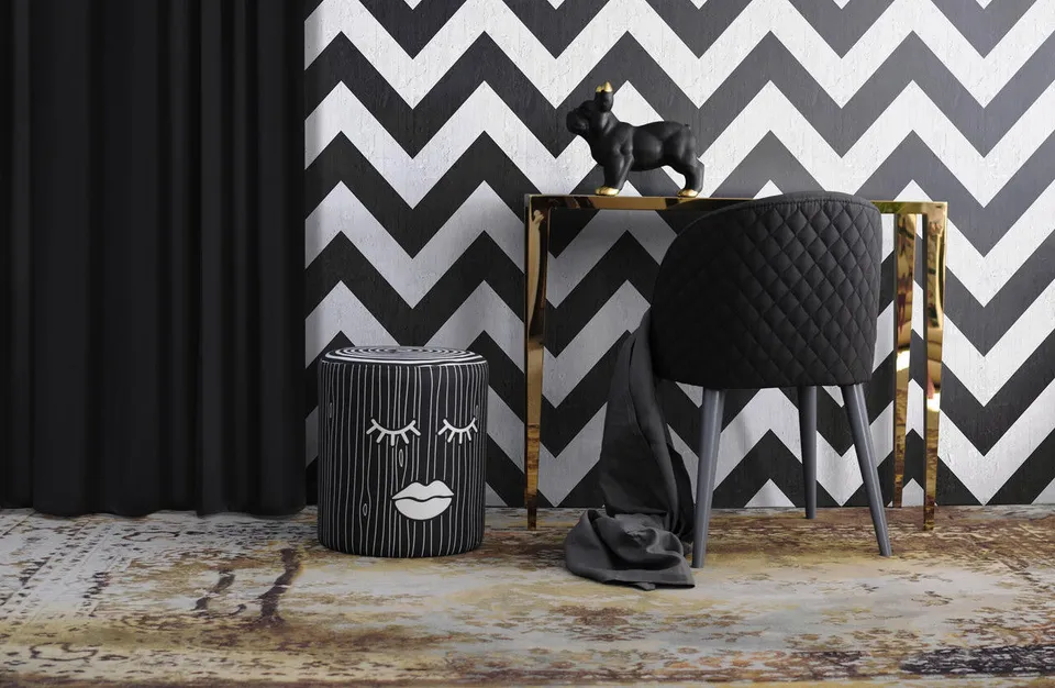 Mineheart Black Geometric Stripes Tapete schwarz Rolle