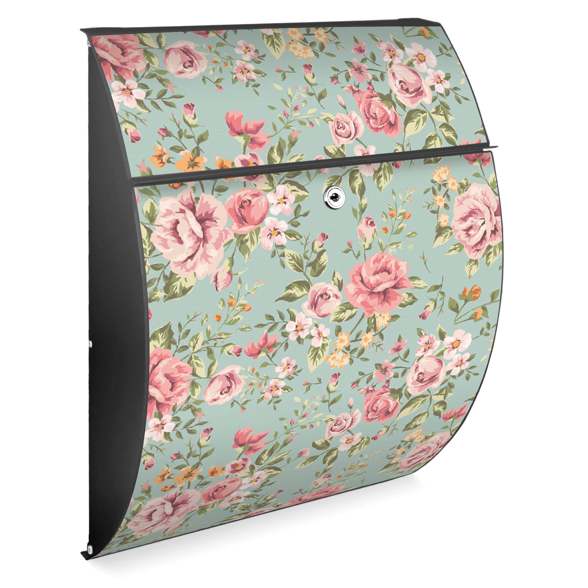 Banjado Briefkasten Riviera 46x33,5x13cm Altrosa Blume Anthrazit