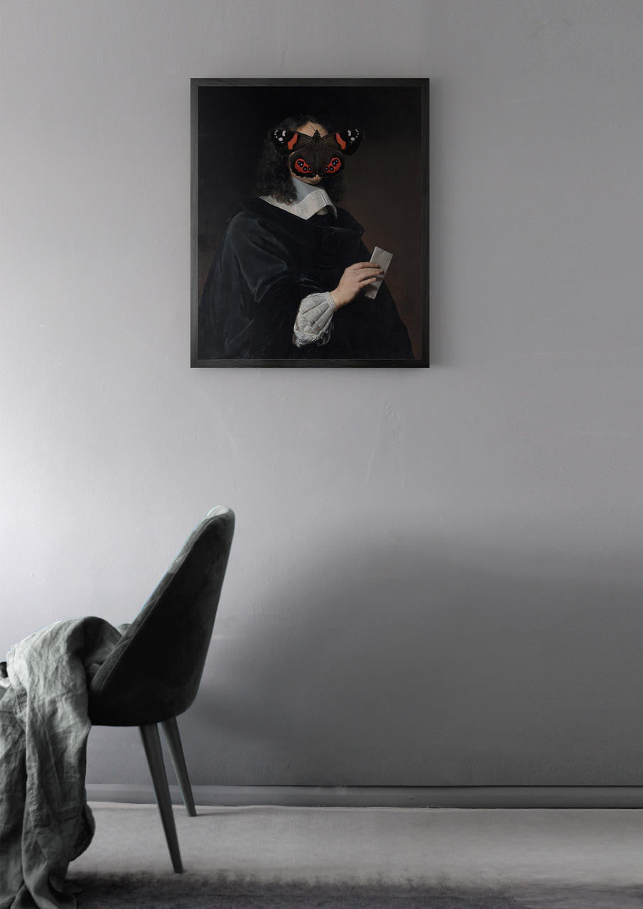 Mineheart Wall Art Butterfly Portrait Poster Schwarz Rot