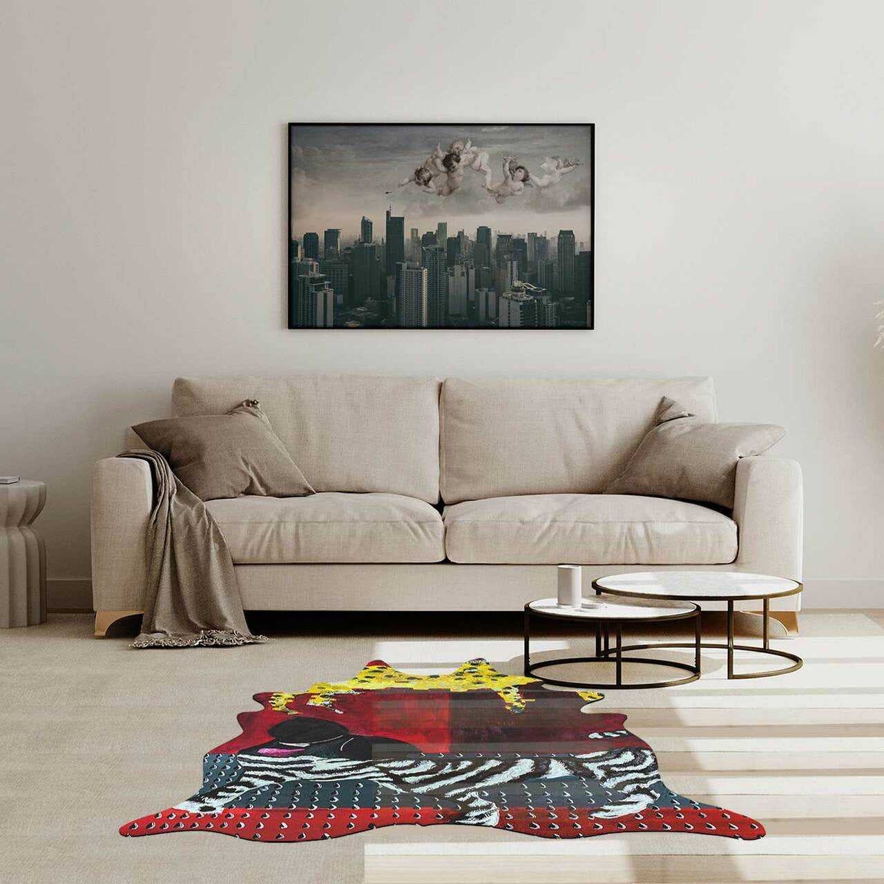 Mineheart Soul Searching Red Zebra Teppich 165x150 rot