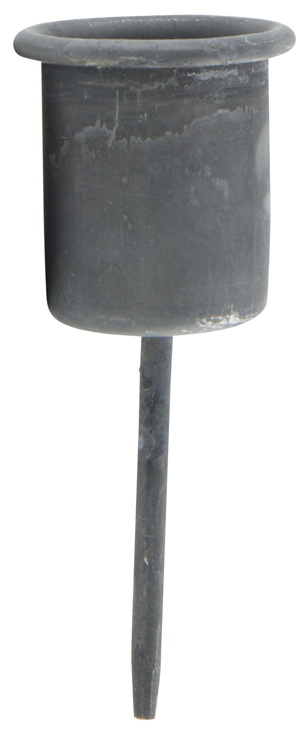 IB Laursen Metall Stabkerzenhalter Shabby Grau 8 cm Kerzenstecker