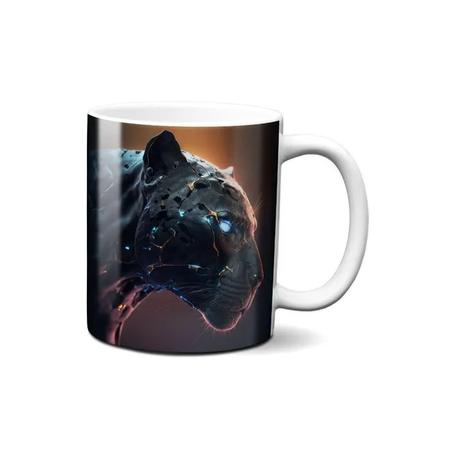 Hustling Sharks Leuchtender Panther Tasse 330ml weiß Tiermotiv