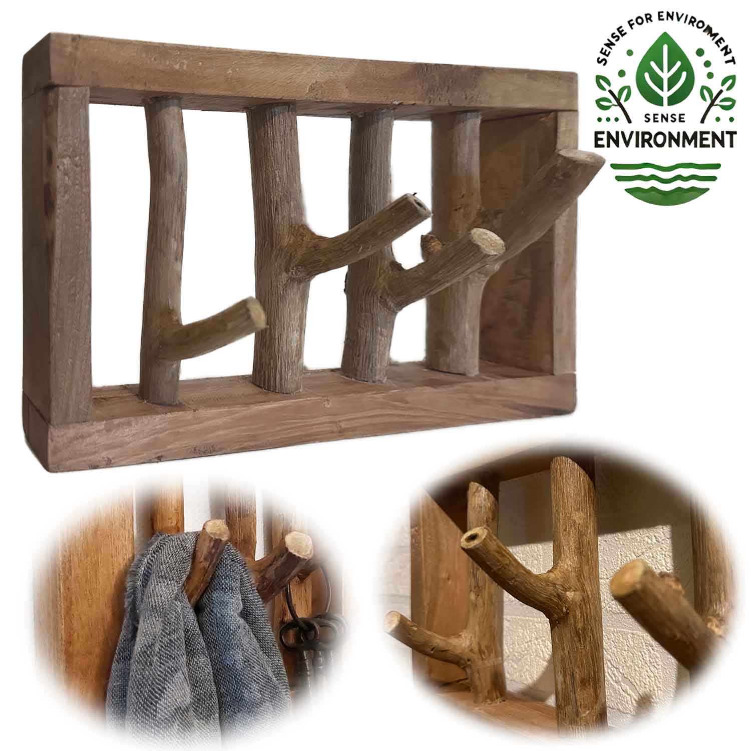 LS-LebenStil Möbel & Wohnen Vintage Wandgarderobe 45cm 4 Ast-Haken