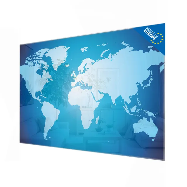 Banjado Magnettafel Weltkarte Glas 80x120 cm magnetisch