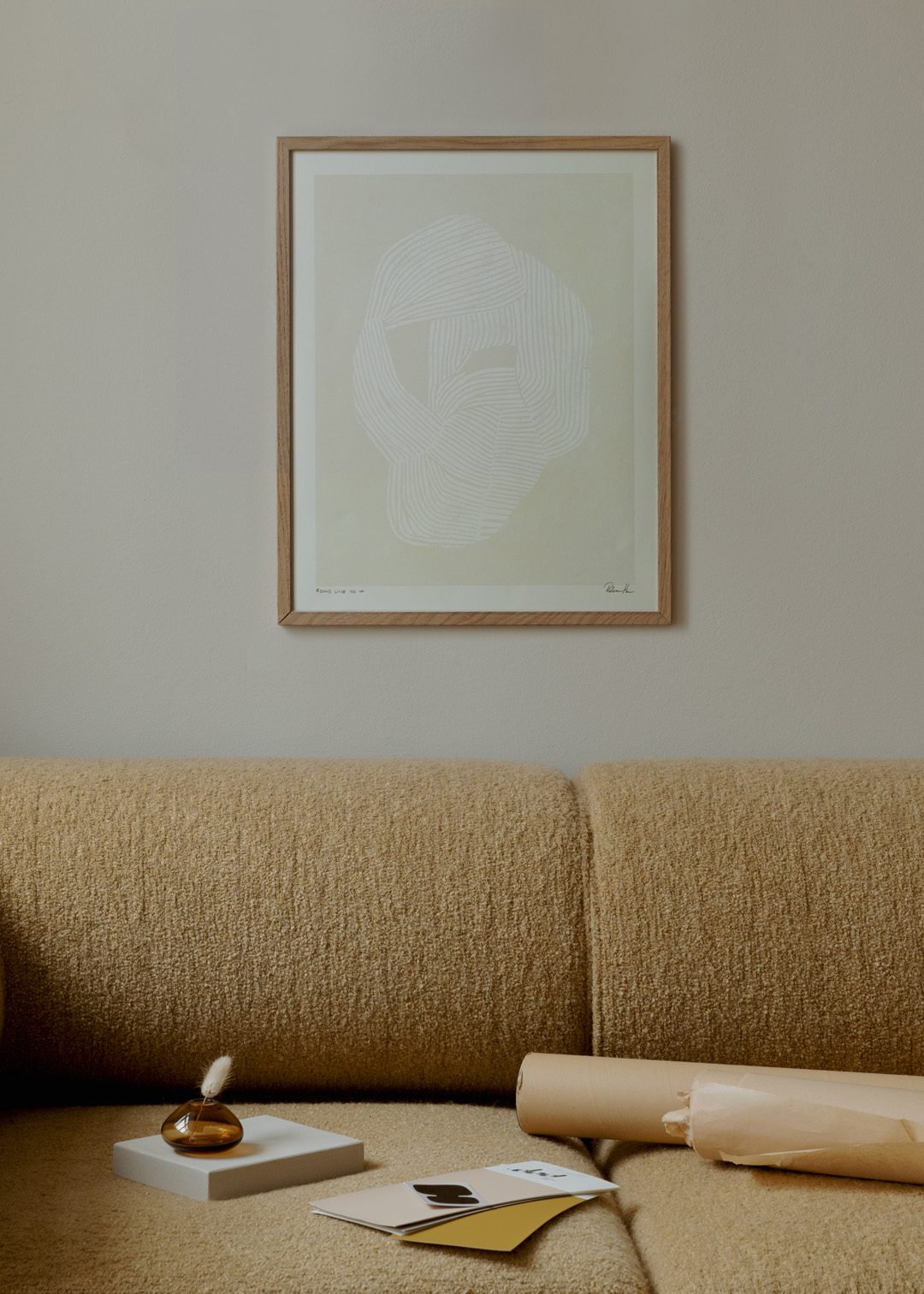 The Poster Club Art Prints Round Line no. 04 Poster A4 beige-weiß