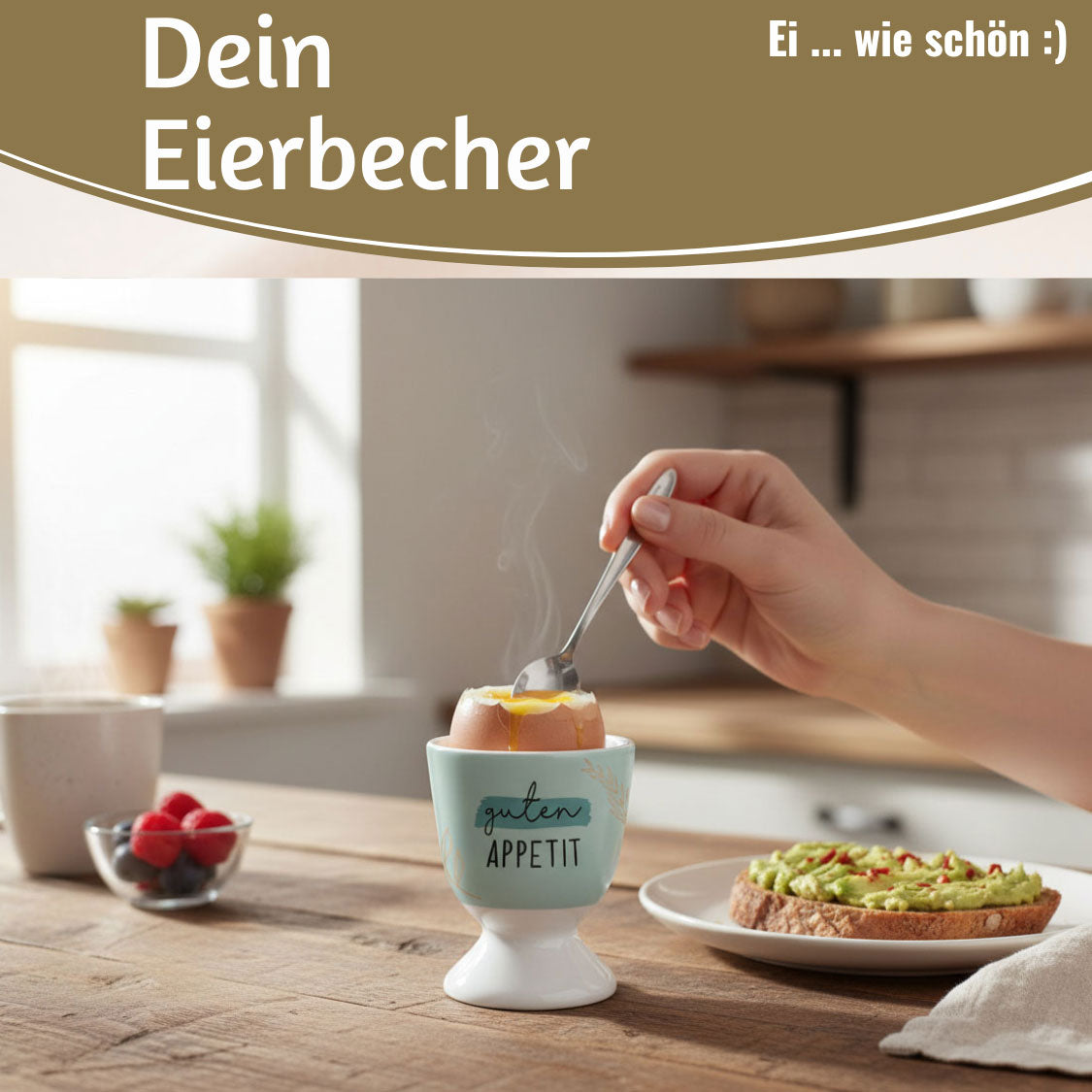 LS-LebenStil Küche & Haushalt Eierbecher Guten Appetit Echt-Gold