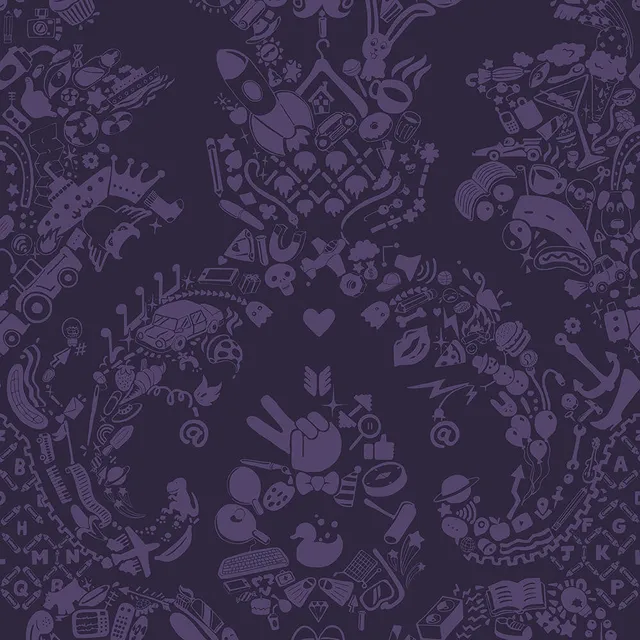 Mineheart Wallpaper New World Damask Tapete Lila 52 cm