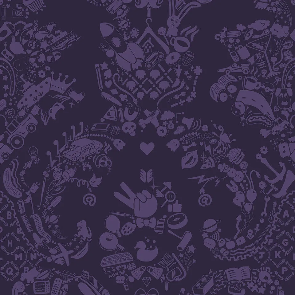 Mineheart Wallpaper New World Damask Tapete Lila 52 cm