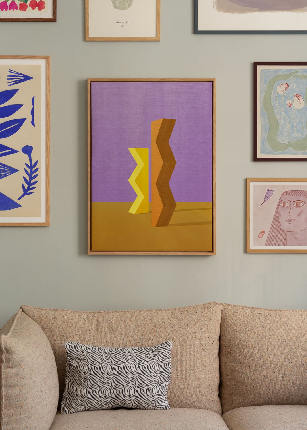 The Poster Club Zigzag Leinwandbild 30x40 cm geometrisch braun