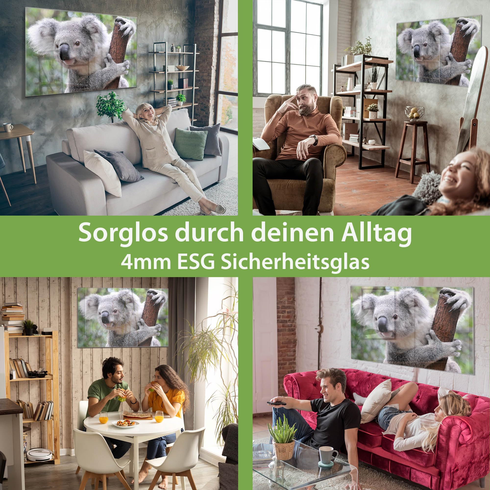 Banjado Magnettafel Koala Glas-Magnettafel 120x80 cm Tiermotiv
