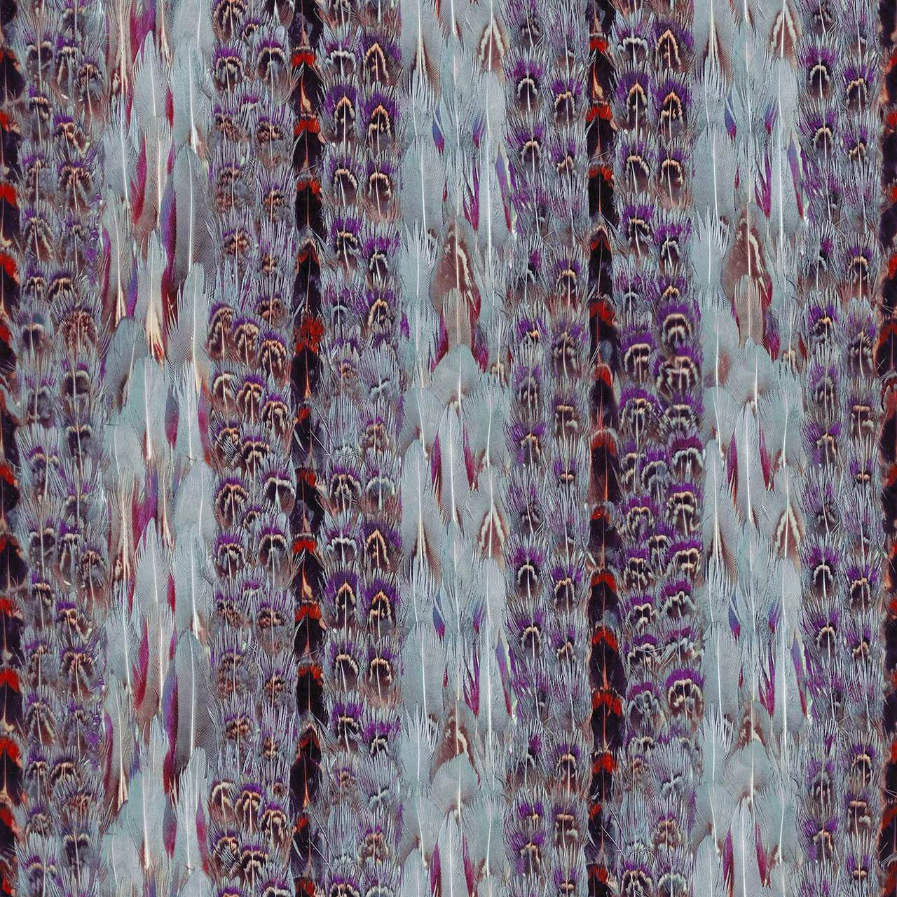 Mineheart Wallpaper Tropical Feathers Tapete Lila Rot A3 Muster