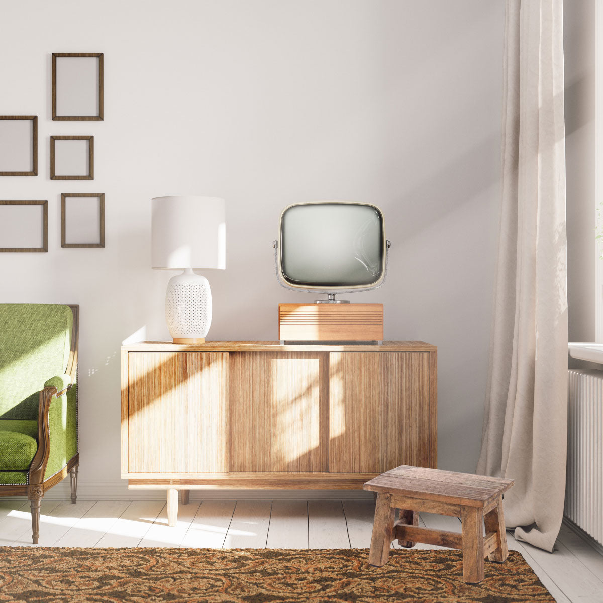 LS-LebenStil Möbel & Wohnen Fußhocker Holz Braun 30cm