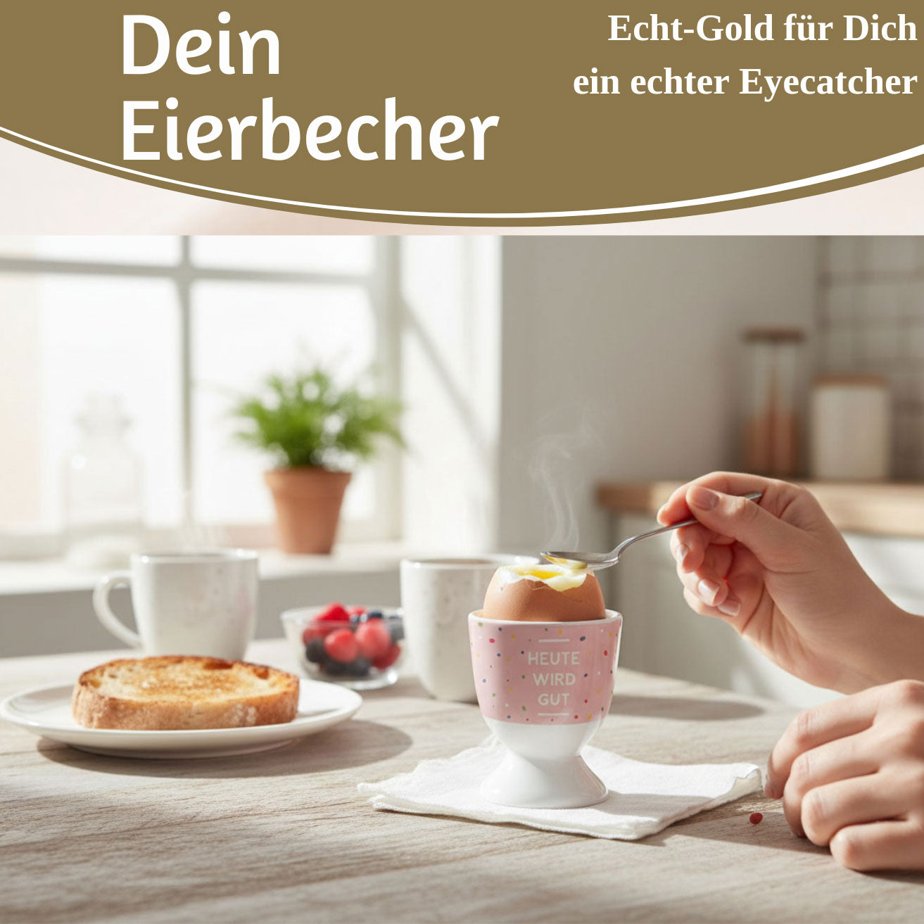 LS-LebenStil Küche & Haushalt Eierbecher Porzellan Heute wird gut