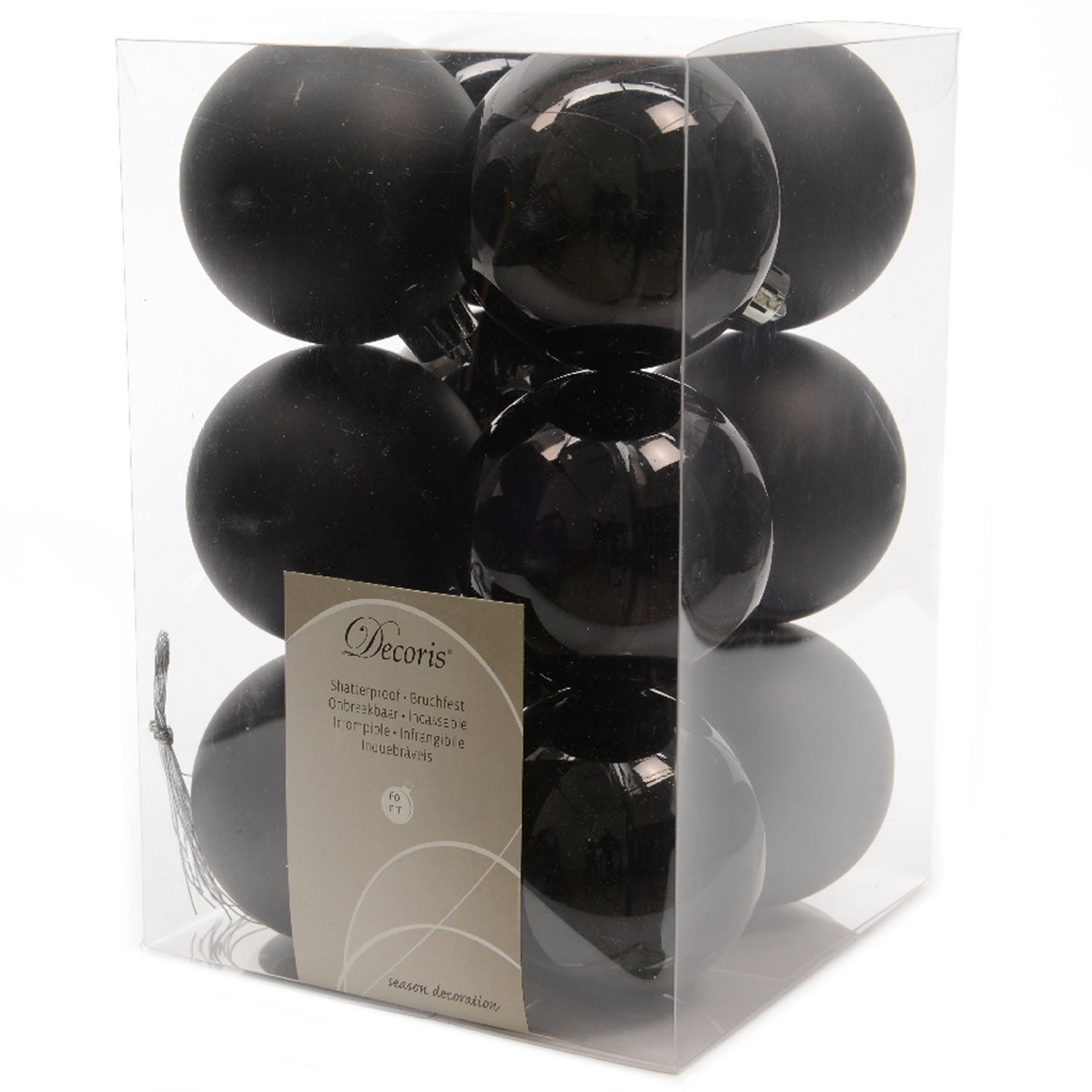 LS-LebenStil Möbel Wohnen Weihnachtskugeln 6cm schwarz 12er Set