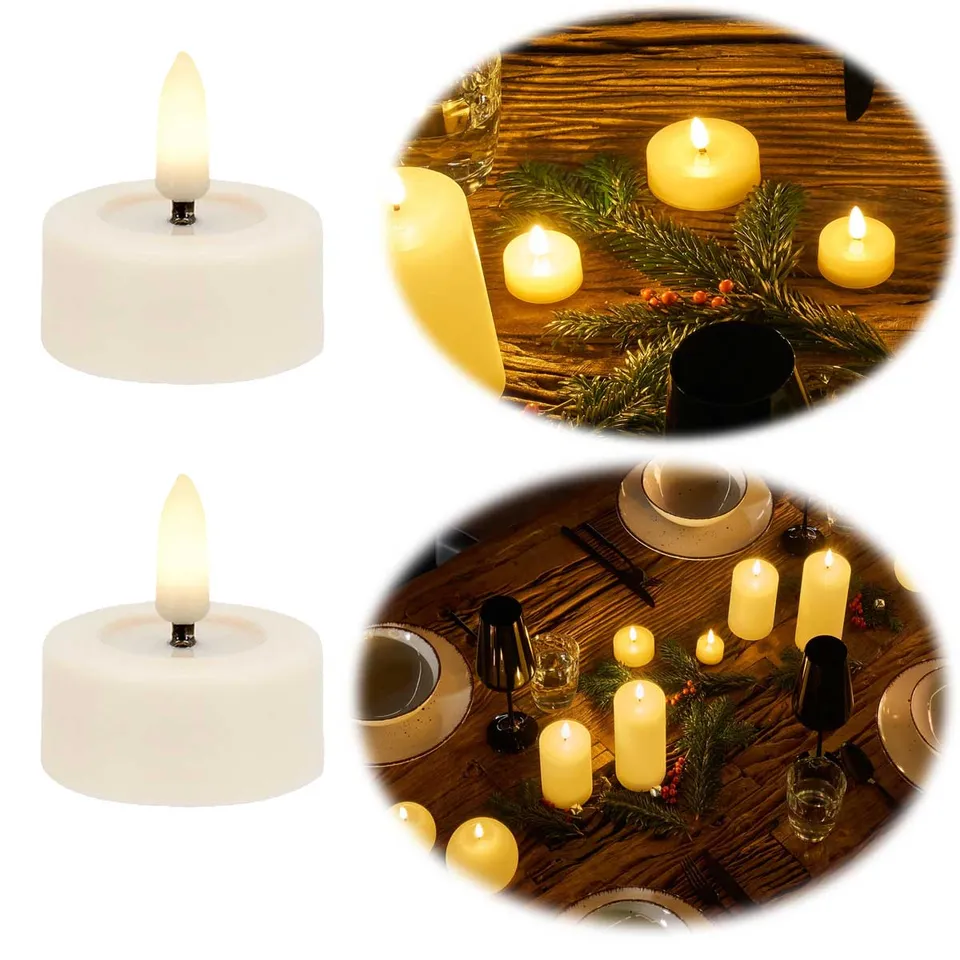 LS-LebenStil Ribe LED Teelichter Creme 4,5cm 2er Set Echtwachs