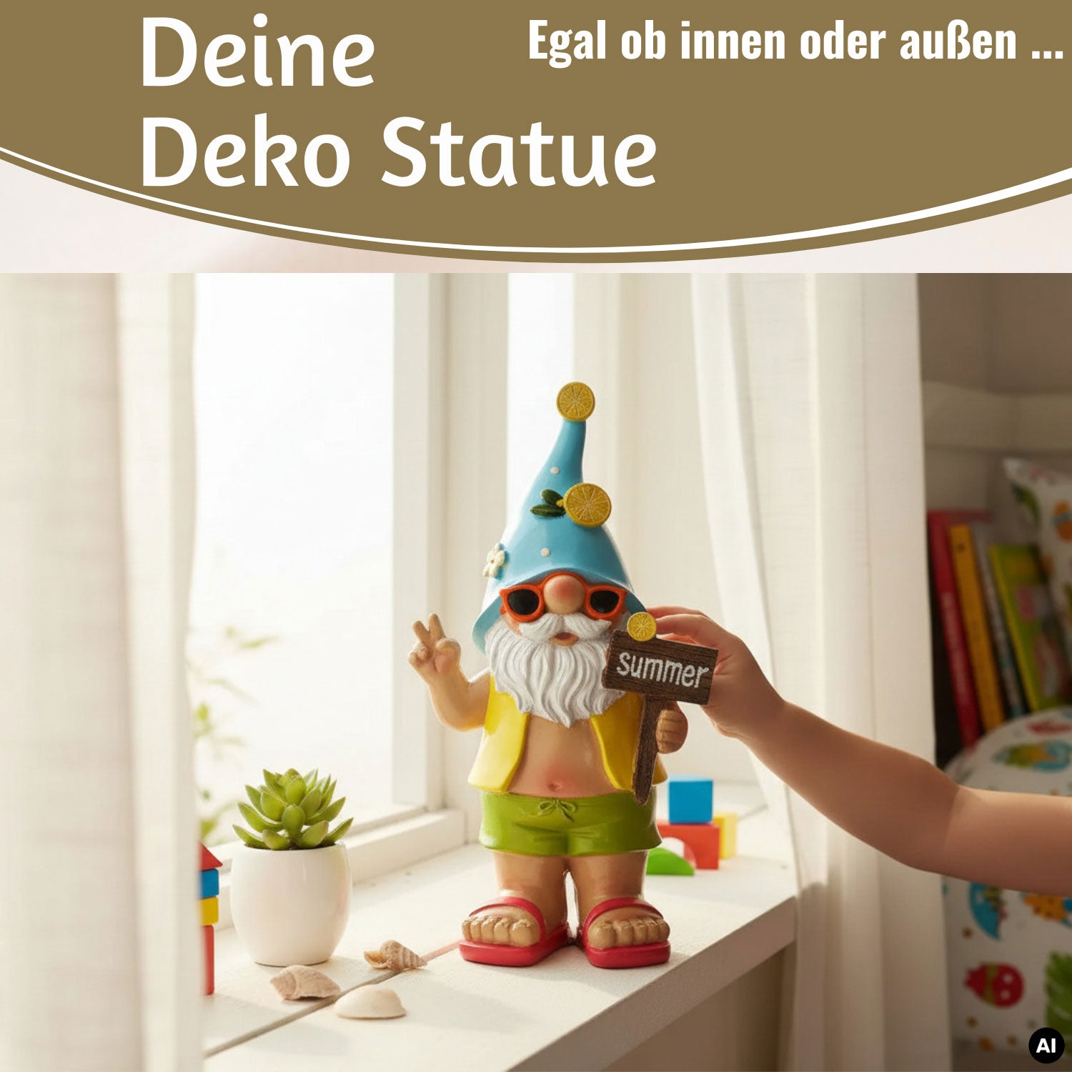 LS-LebenStil Summer Gartenzwerg XL Deko Figur 23cm