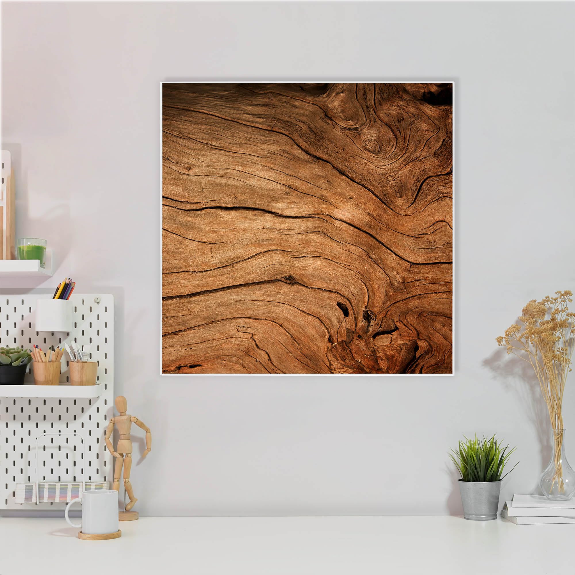 Banjado Magnettafel Trockenes Holz 50x50 cm Magnetpinnwand Stahl
