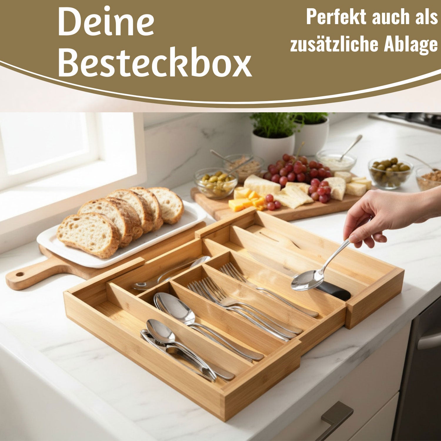 LS-LebenStil Küche & Haushalt Besteckkasten Holz 28-45cm