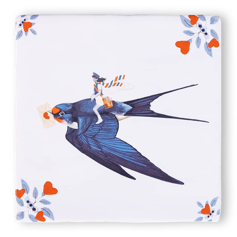 Storytiles Delft Blue Sending you a message Fliese 10x10 cm