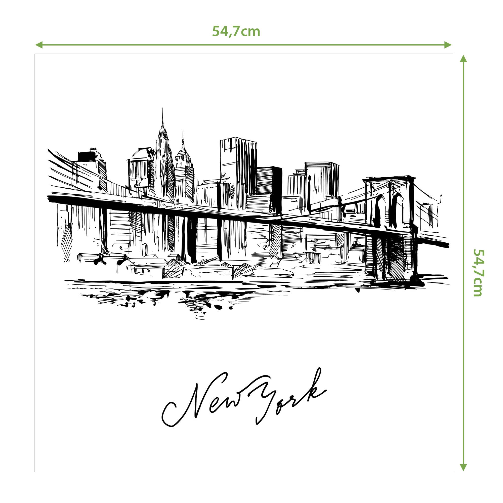Banjado Möbelfolie New York Skizze Tischfolie 55x55 cm
