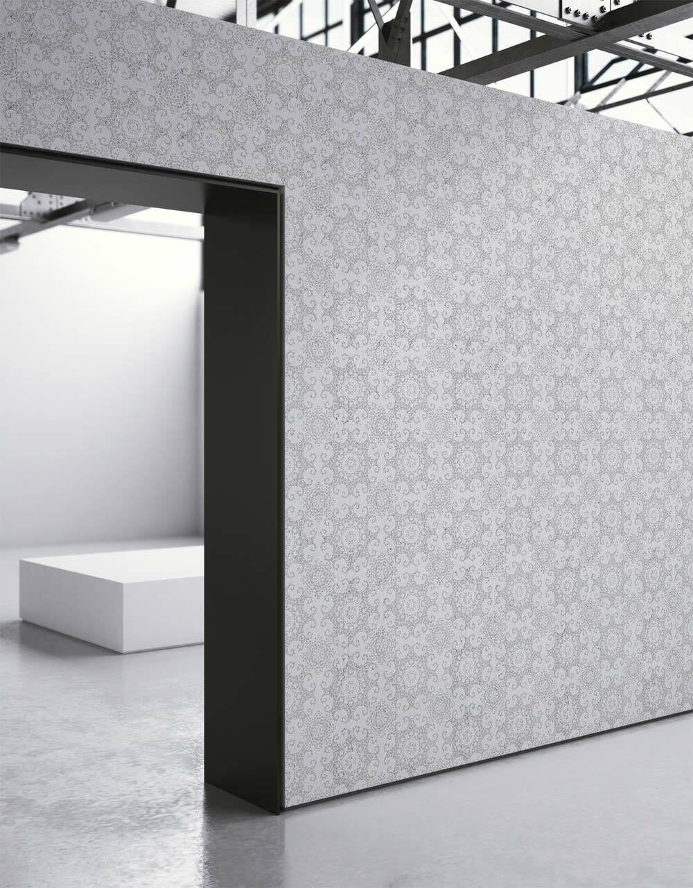 Mineheart Geometric Damask Tapete Grau Silber A3 Muster