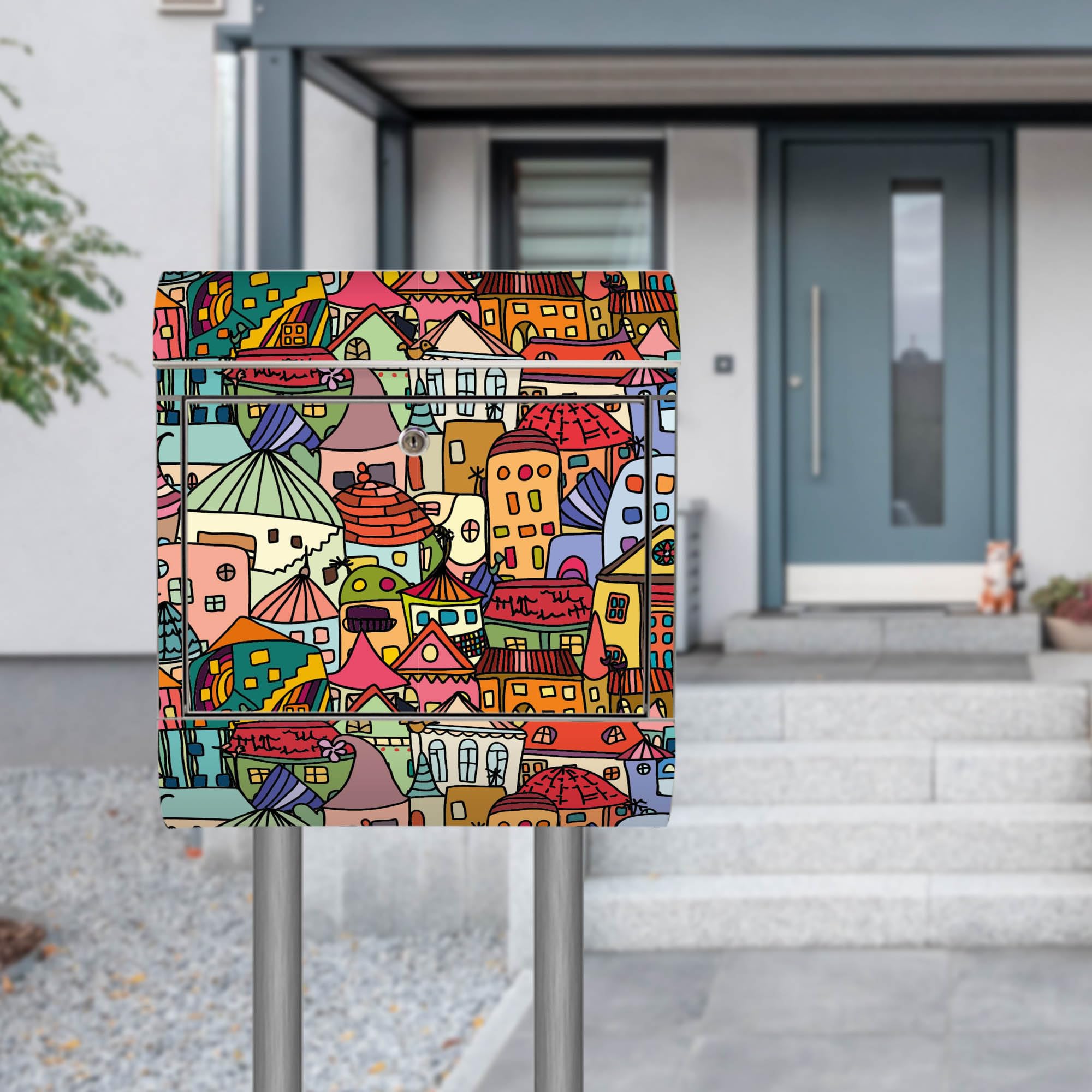 Banjado Briefkasten Funky Town Standbriefkasten Edelstahl