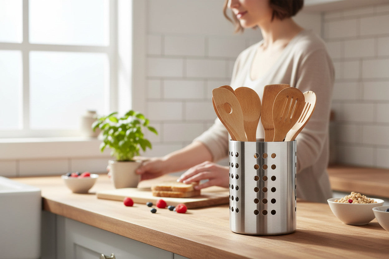 LS-LebenStil Küche & Haushalt Kampen Besteckständer Edelstahl 13cm