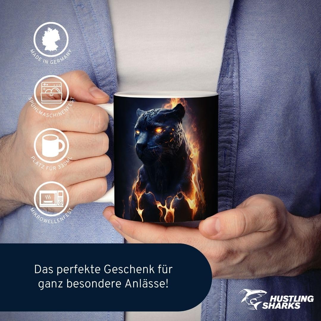 Hustling Sharks Wandbilder Feuriger Panther Tasse 330ml weiß Keramik