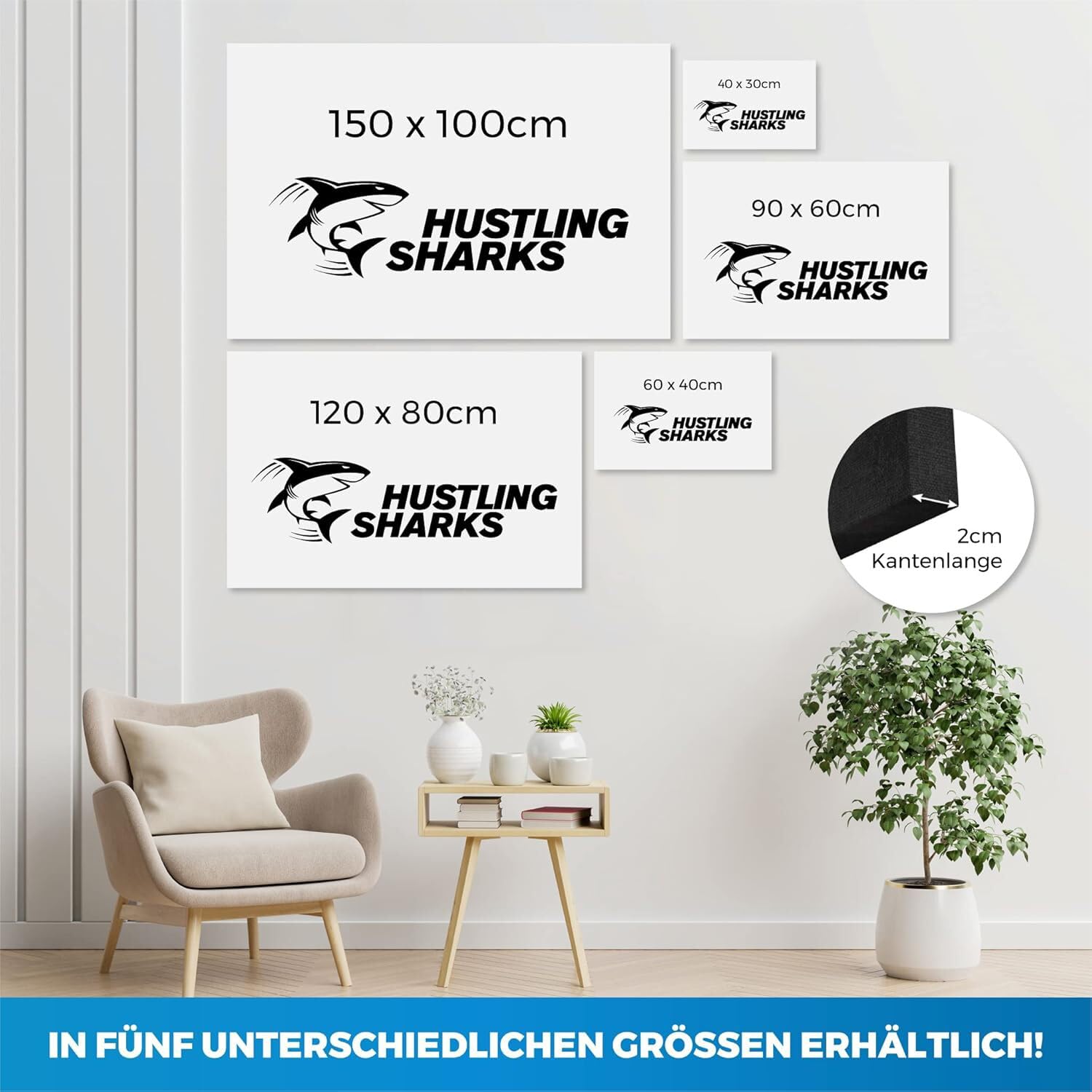 Hustling Sharks Skyline im warmen Abendlicht Wandbild 30x40