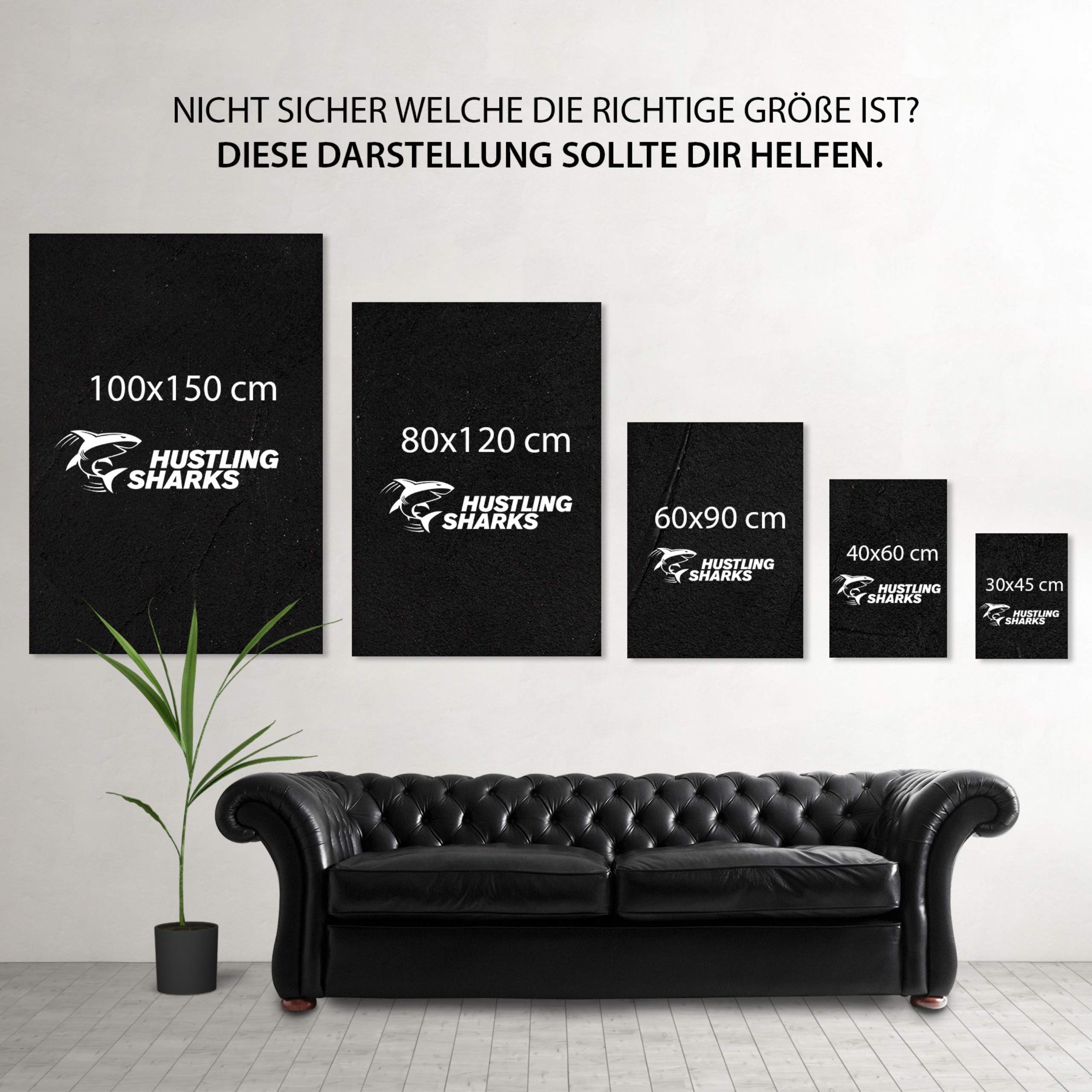 Hustling Sharks Don't be Number 2 Leinwandbild 30x45 Büro