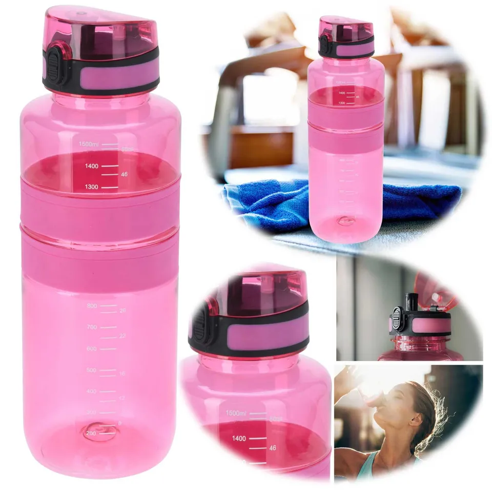 LS-LebenStil Küche & Haushalt XL Sportflasche 1500ml Rot Pink Klappdeckel