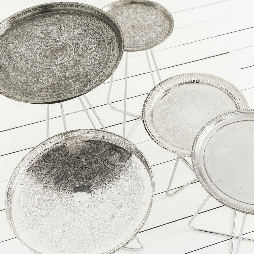 Mineheart New Casablanca Beistelltisch Grau Silber Kurz