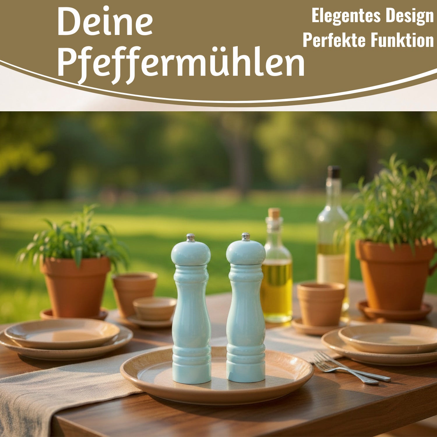 Ib Laursen Salz- & Pfeffermühle Set Holz Blau 21cm Keramikmahlwerk