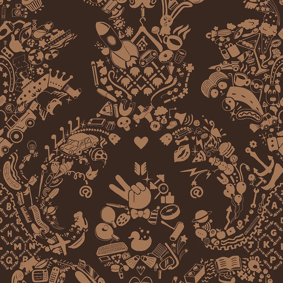 Mineheart Wallpaper New World Damask Tapete Braun Beige