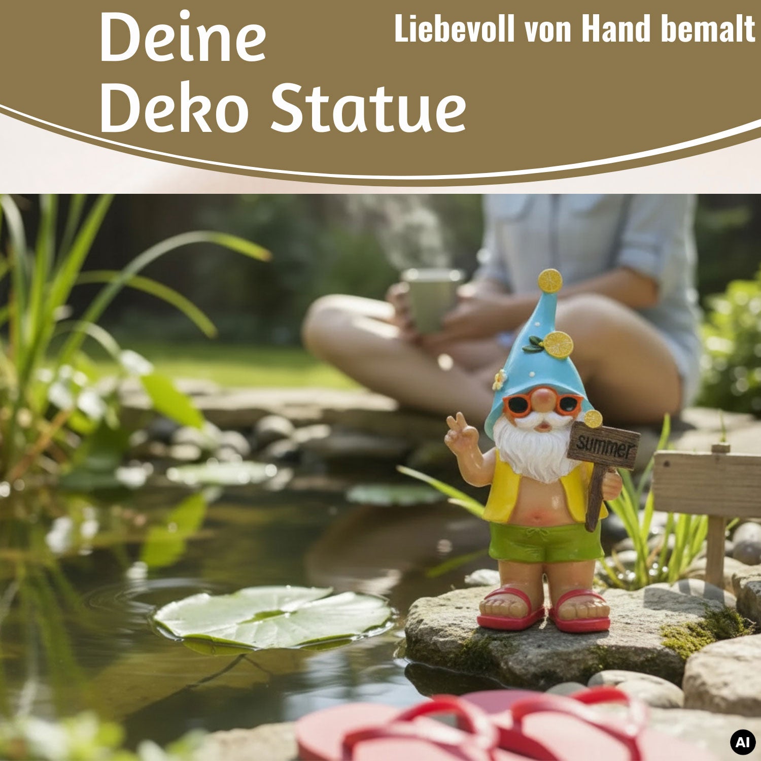 LS-LebenStil Summer Gartenzwerg XL Deko Figur 23cm