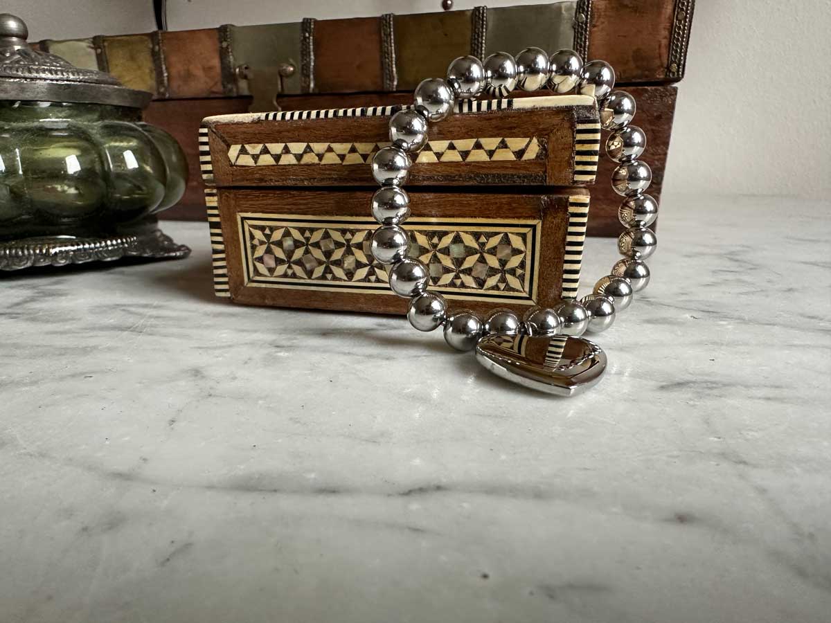 LS-LebenStil Paris Kugelarmband 17cm Herz silber elastisch