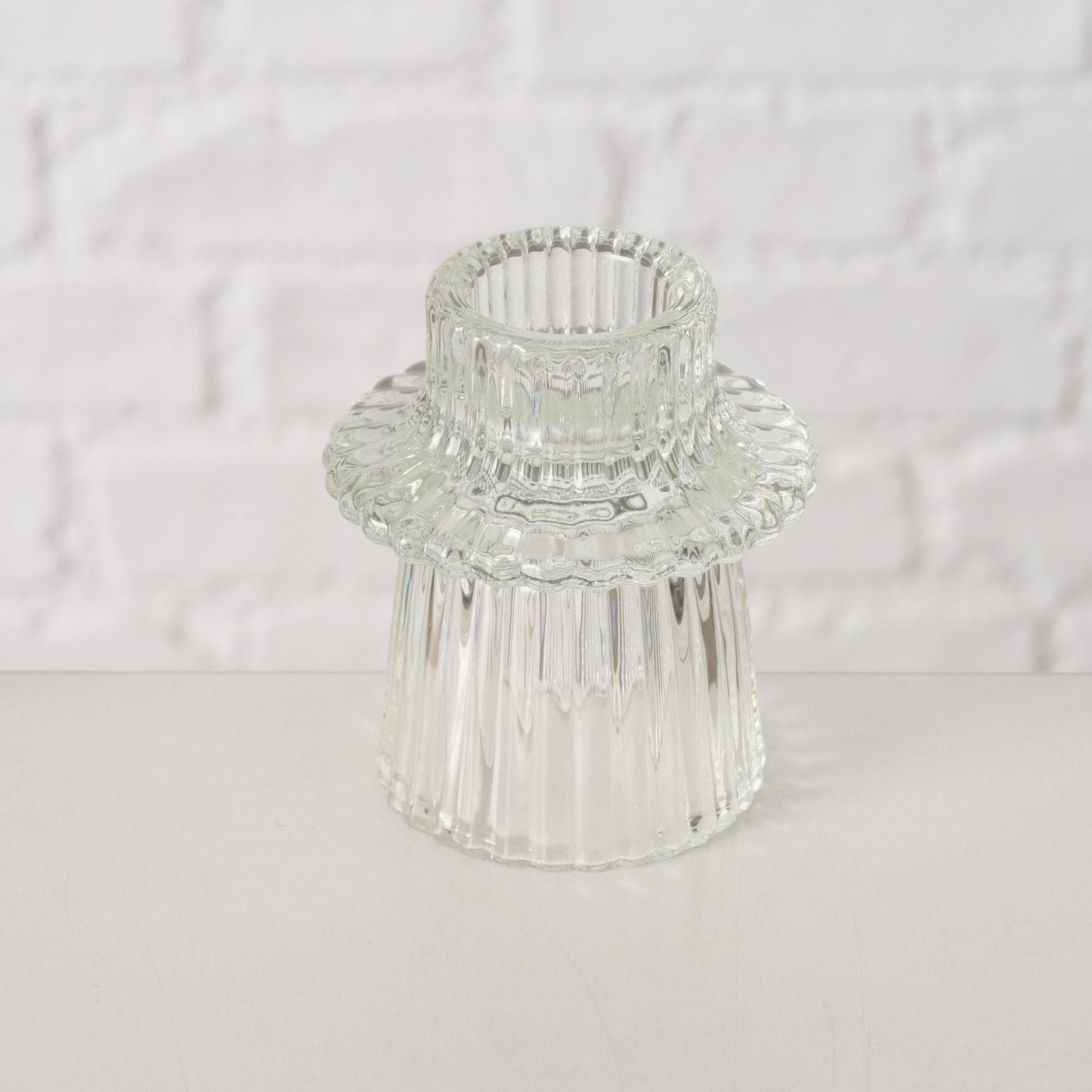 LS-LebenStil Küche & Haushalt Kerzenständer Glas Klar 7cm 3er Set